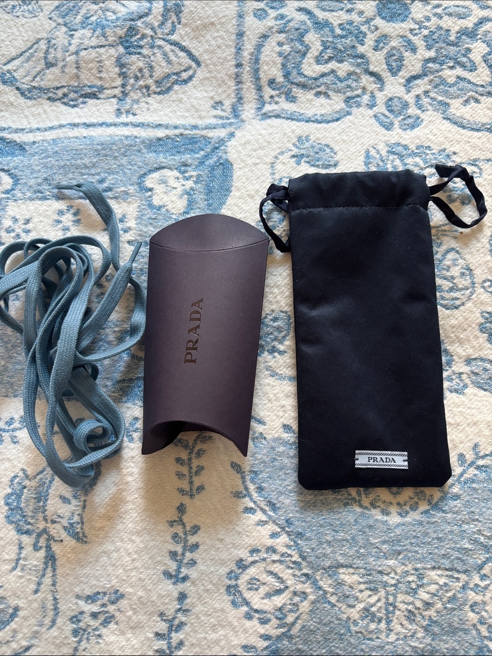 Prada Drawstring Pouch with Blue Laces